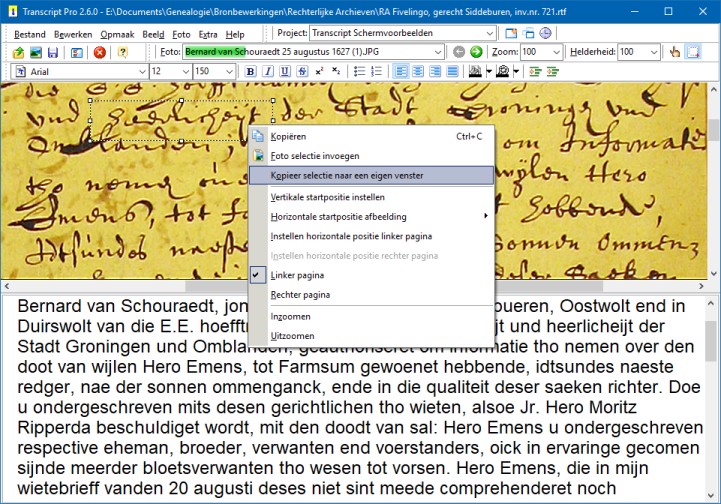 Schermvoorbeeld Transcript selecteren gedeelte foto (klik om te vergroten)