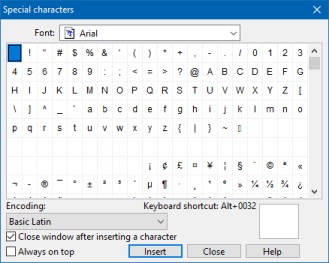Schermvoorbeeld Transcript Special characters (click to enlarge)